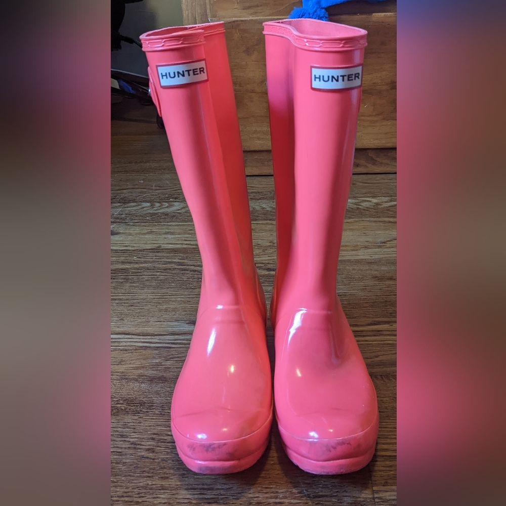 Kids Hunter rain boots bright pink